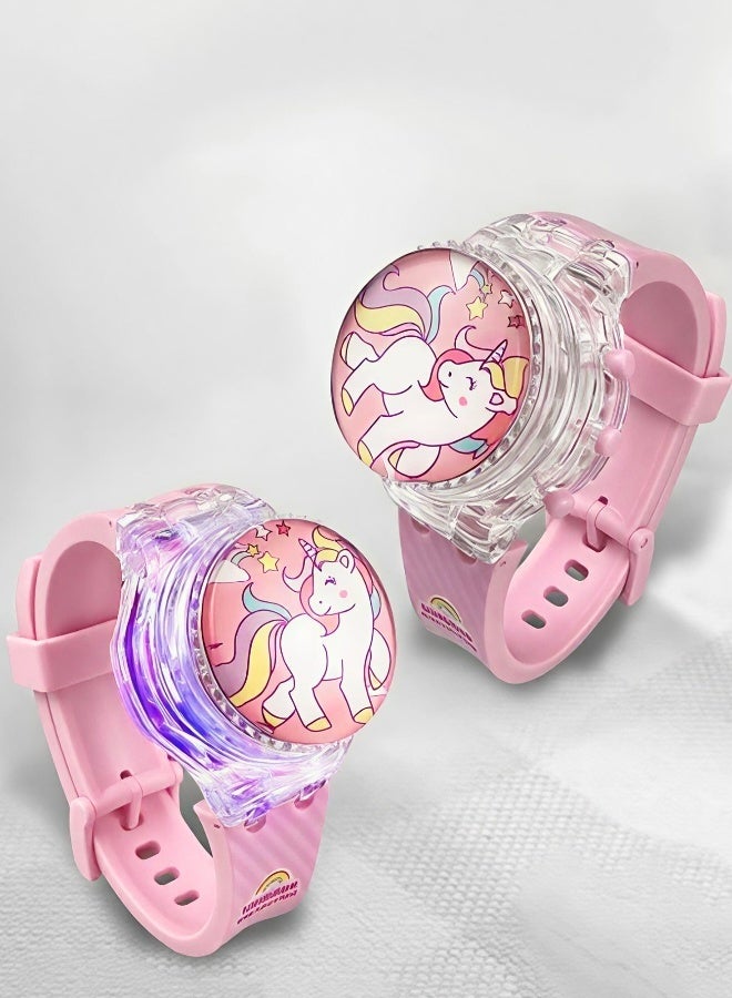 Unicorn Cartoon Children's Watch with Light Effect  Electronic Watch with Music Flip-top Cartoon Watch for Kids - Image 3