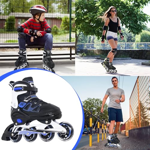 MammyGol Inline Skates for Adults Men Women, Roller Skates with Carbon Steel Bearings, TPR Brake, 3D Mesh, EVA Lining, PVC Upper | Adjustable Size Better Fit for Beginner Skating Enthusiasts Blue - Image 4