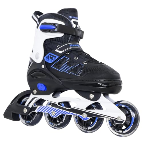 MammyGol Inline Skates for Adults Men Women, Roller Skates with Carbon Steel Bearings, TPR Brake, 3D Mesh, EVA Lining, PVC Upper | Adjustable Size Better Fit for Beginner Skating Enthusiasts Blue - Image 1