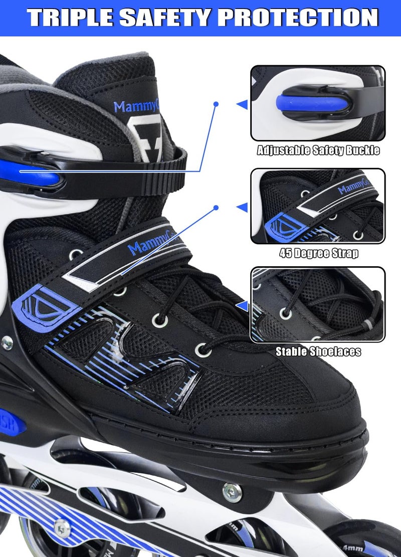 MammyGol Inline Skates for Adults Men Women, Roller Skates with Carbon Steel Bearings, TPR Brake, 3D Mesh, EVA Lining, PVC Upper | Adjustable Size Better Fit for Beginner Skating Enthusiasts Blue - Image 3