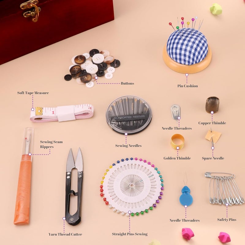 Ausarox Handheld Sewing Machine, with Elegant Wooden Sewing Box and 153-Piece Sewing Kit, Mini Portable Cordless Hand held Sewing Device, Perfect for Adults, Beginners, and Quick Home Repairs - Image 5