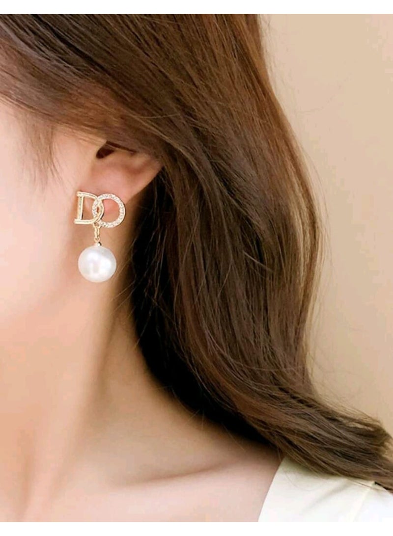 Shein Faux Pearl & Rhinestone Decor Drop Earrings - Image 4