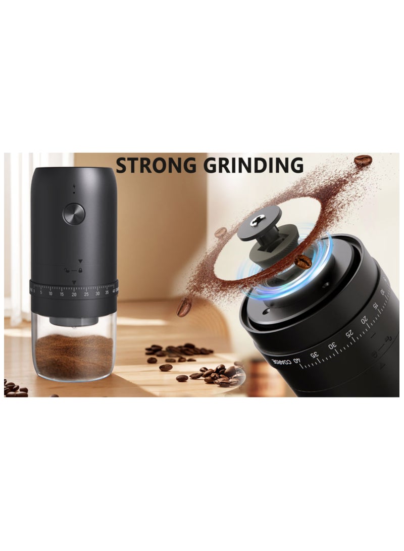 Portable Electric Coffee Grinder with Spiral Ceramic Grinding Burr ,40 Adjustable Settings, 35g Capacity, 1800mAh Type-C USB Rechargeable  - Image 2