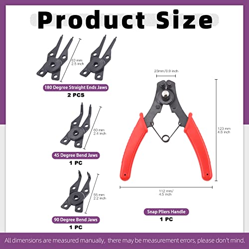 Swpeet 262Pcs 4 in 1 Snap Ring Pliers with 6 Sizes 4mm to 30mm Alloy Steel External Retaining Rings Internal Circlip Snap Retaining Clip Ring Assortment Kit for Pin Clips Internal External Repair - Image 3