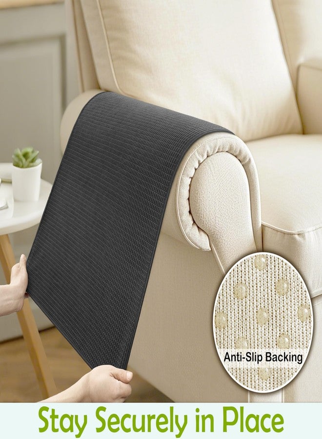 LovoGemy Couch Arm Covers, Sofa Arm Covers, Waterproof Armrest Covers for Sofa, Armchair, Loveseat, Non-Slip Recliner Arm Covers, Sofa Headrest Covers, Arm Chair Covers Set of 2 (Dark Gray, 24"×20") - Image 5