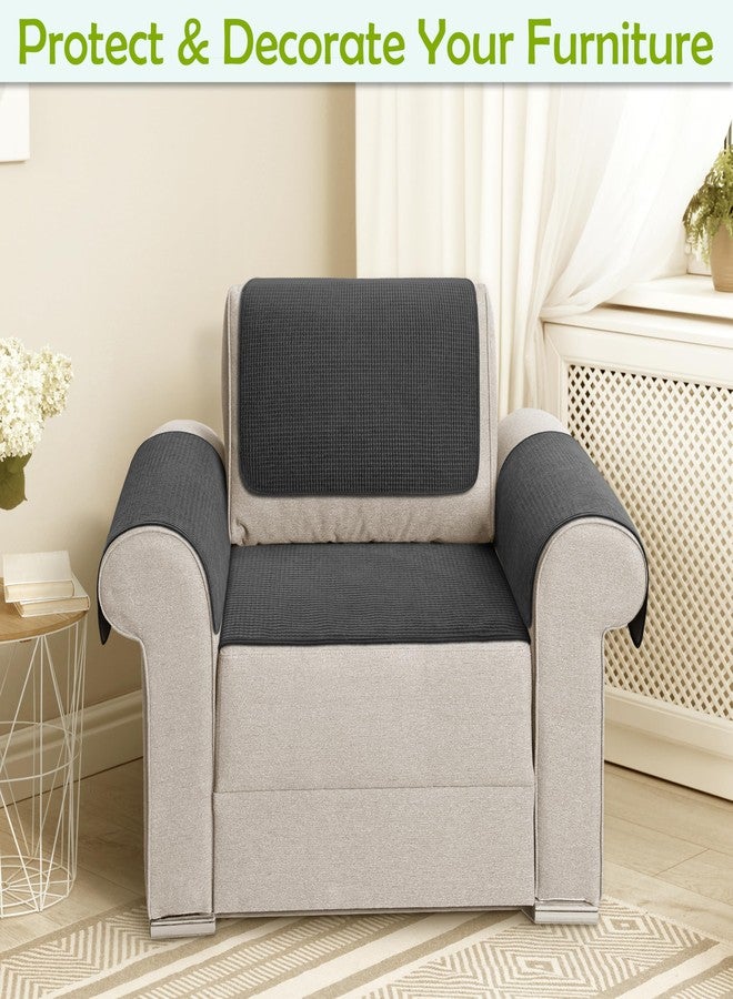 LovoGemy Couch Arm Covers, Sofa Arm Covers, Waterproof Armrest Covers for Sofa, Armchair, Loveseat, Non-Slip Recliner Arm Covers, Sofa Headrest Covers, Arm Chair Covers Set of 2 (Dark Gray, 24"×20") - Image 2