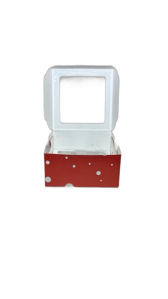 Baekence Baekence Cupcake boxes for 4 Red Circular Dot Color Pack of 20 pcs - Image 2