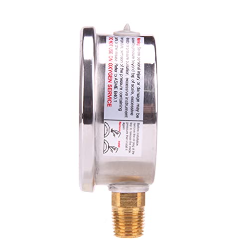 MEASUREMAN 2-1/2" Dial Size, Glycerin Filled Pressure Gauge, 0-100psi/kpa, 304 Stainless Steel Case, 1/4" NPT Lower Mount - Image 4
