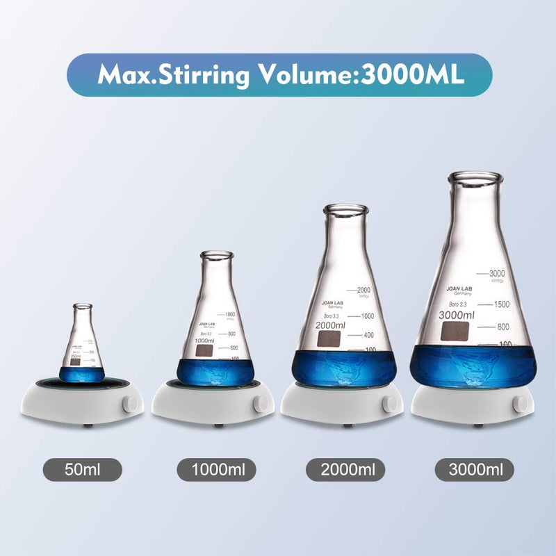 JOANLAB جوانلاب لوحة تحريك صغيرة مغناطيسية مع قضيب تحريك، خلاط مغناطيسي 3000 مل - Image 5
