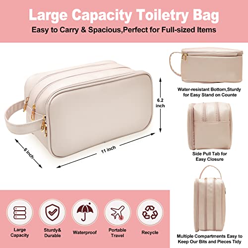 BAIMAY Travel Toiletry Bag for Women, Water-resistant Toiletry Organizer Dopp Kit, Dorm Room Essentials for Girls, Eco Leather Make Up Bag for Toiletries Accessories, Mother's Day Graduation Gifts for Her - Image 3