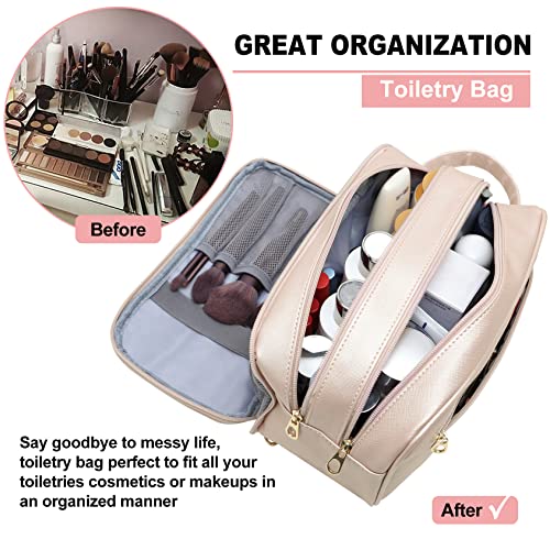 BAIMAY Travel Toiletry Bag for Women, Water-resistant Toiletry Organizer Dopp Kit, Dorm Room Essentials for Girls, Eco Leather Make Up Bag for Toiletries Accessories, Mother's Day Graduation Gifts for Her - Image 2