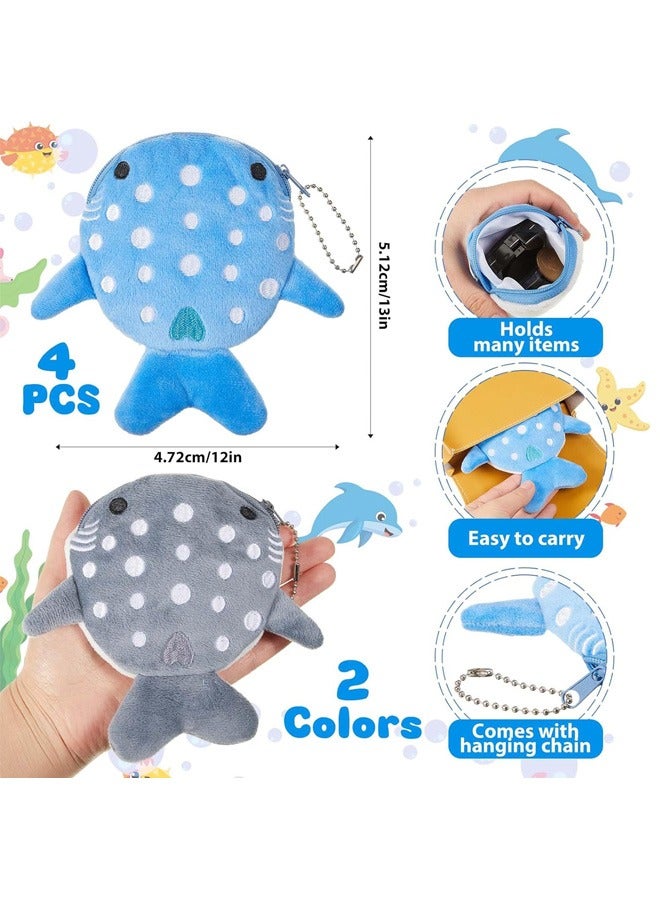 2 Pcs Whale Shark Coin Purse, Plush Change Wallet with Zipper, Cute Small Fish Sea Animal Change Pouch for Women u0026 Kids, Soft Anime Coin Holder for Accessories, Gifts - Image 2