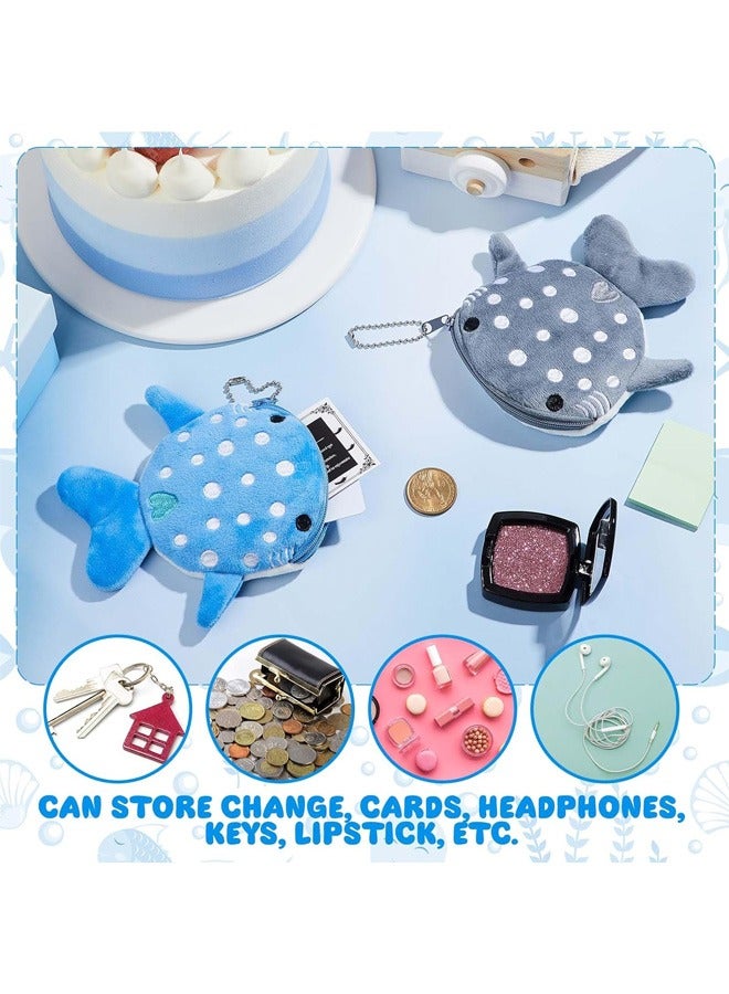 2 Pcs Whale Shark Coin Purse, Plush Change Wallet with Zipper, Cute Small Fish Sea Animal Change Pouch for Women u0026 Kids, Soft Anime Coin Holder for Accessories, Gifts - Image 3