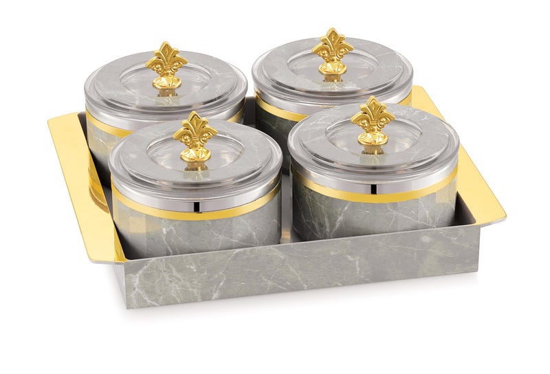 Nabhya Decor Steel 4pc Air-Tight Dry Fruit Container Tray Set With Lid & Serving Tray, Airtight Stainless Steel Storage Container Set 500 ml (White) - Image 5