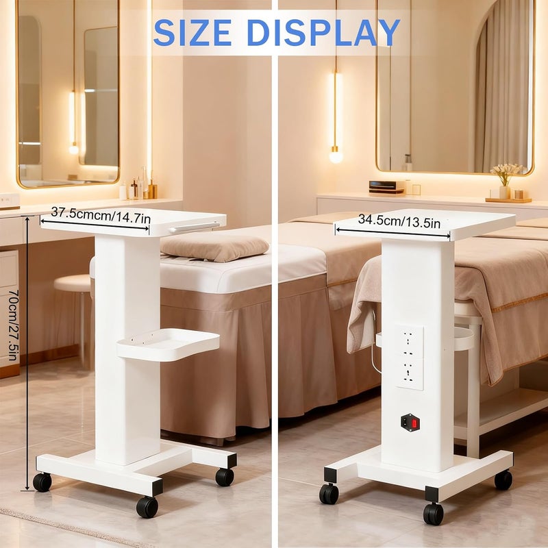 Beauty Salon Trolley Cart, Total iron Salon Spa Beauty Machine Trolley Stand, Beautician Rolling Cart with Wheels and Handle for Spa, Hair Salons, Laboratories, Load 165Lbs (With socket) - Image 2