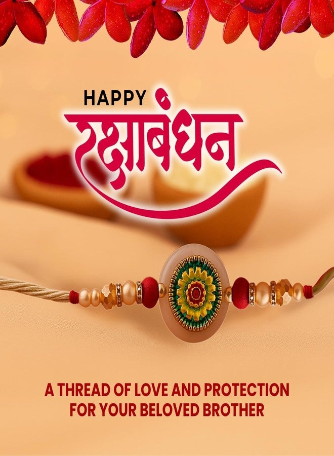 Sage Square Resin Rakhi for Bhai, Brother on Raksha Bandhan | Handmade Designer Resin Art, Thread, Beads & Emotional Bond | Rakhi Gift with Roli Chawal | Traditional Design | Festival Celebration (Type 6) - Image 5