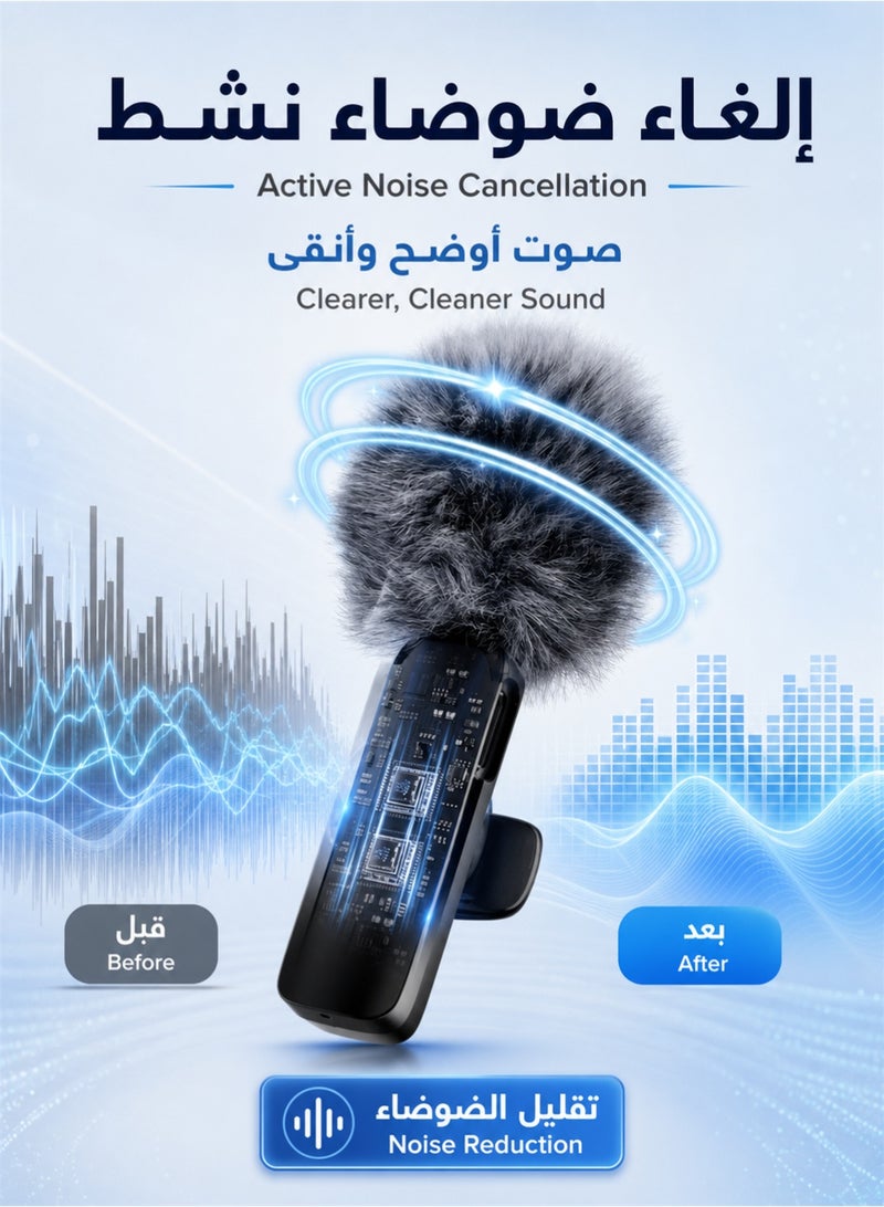 ORYXA Wireless Lavalier Microphone Dual Mic Set for iPhone & Android, USB-C & Lightning Clip-On Lapel Mic with Noise Cancellation, Plug & Play Mini Wireless Microphones for Video Recording, Interview, Vlogging, YouTube, TikTok, Live Streaming - Image 3