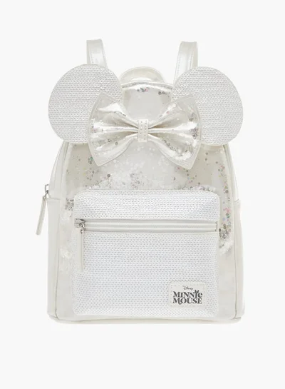 ديزني Girls Minnie Mouse Sequin Embellished Backpack With Adjustable Strap And Zip Closure - 18X8.5X24 Cm