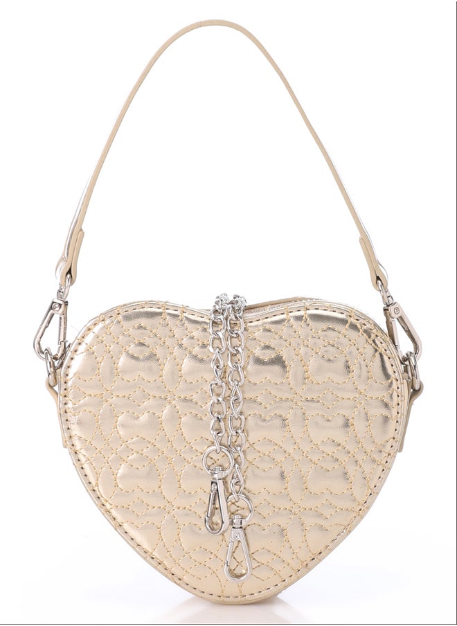 DejaVu - Stitched Hearts Allover Heart Shapped Top Handle Bag - Image 1