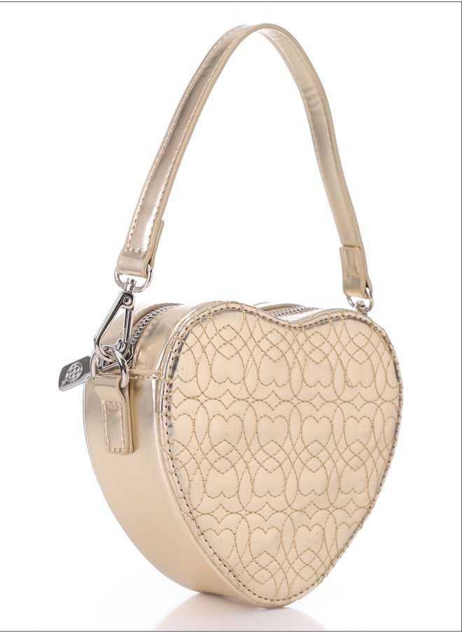 DejaVu - Stitched Hearts Allover Heart Shapped Top Handle Bag - Image 1