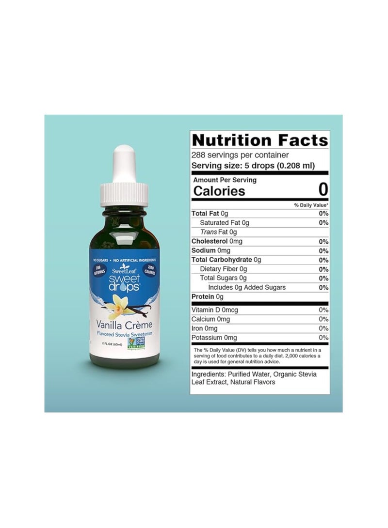 SweetLeaf محلي سويت ليف سويت دروب السائل، فانيليا كريمة، 2 أونصة سائلة - Image 2