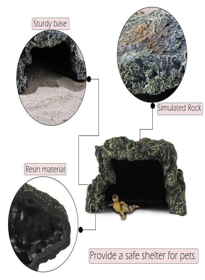 IBWell Reptile Rock Cave, Lizard Tank Décor, Turtle Accessories for Tank, Gecko Hide Reptile Hideout for Small Turtle, Leopard Gecko, Lazard Hideout - Image 3