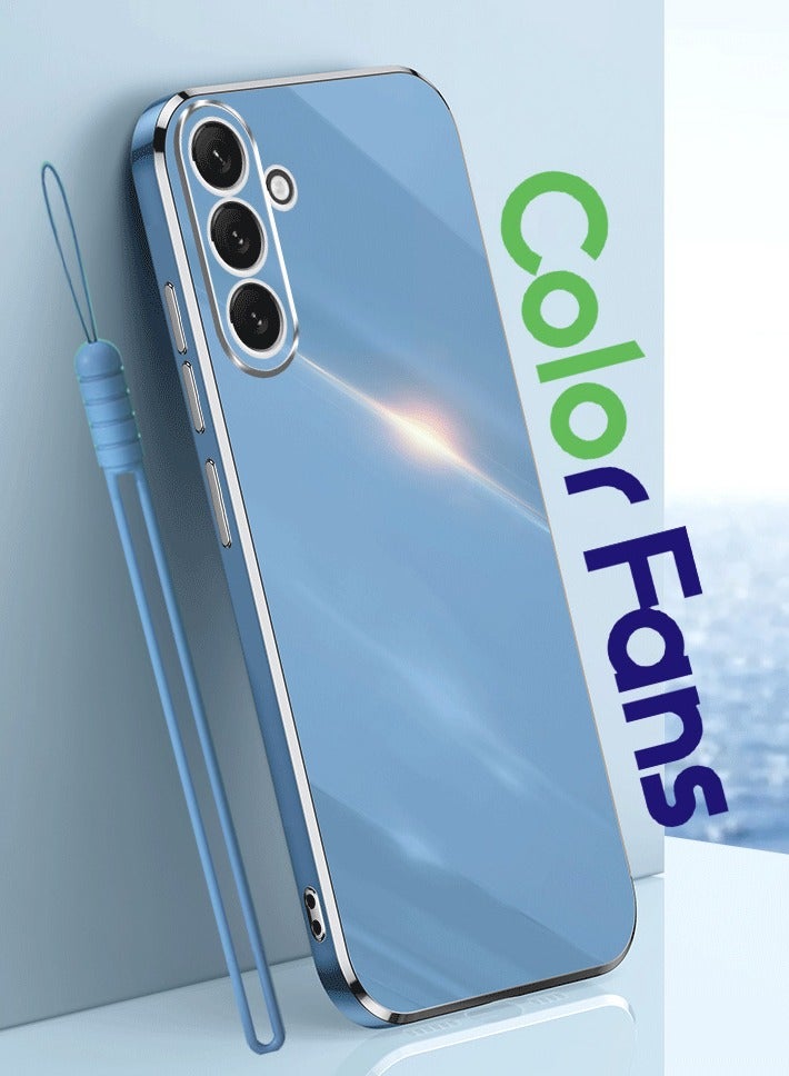 Color Fans Mobile Phone Case for Samsung A54 5G Electroplated Protective Cover Gold-Blue