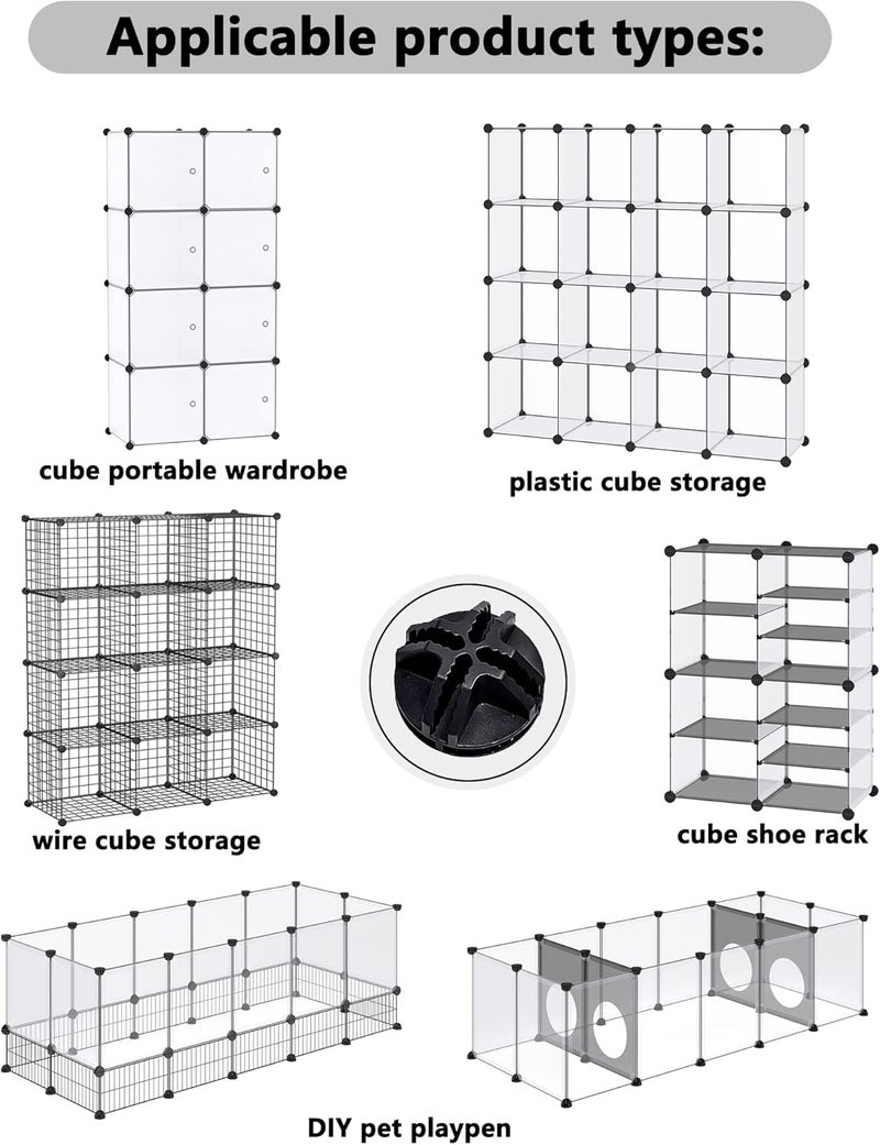 DINMO Plastic Connectors for DIY Small Animal Playpen and Cube Storage Unit, Cube Portable Wardrobe, Cube Shoe Rack, 20 Pieces, ABS Connector with 8 Slots, - Image 3