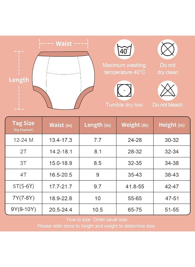BIG ELEPHANT Girls' Toddler Potty Padded Pure Cotton Pee Training Pants Underwear - Image 2