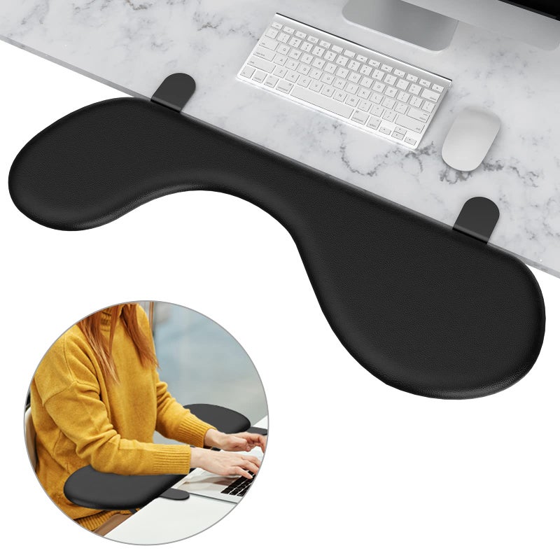 eulps Foldable Desk Extender Tray Arm Rest for Desk Ergonomic Forearm Leather Soft Armrest Support Wrist Elbow Pad for Home and Office Easy Typing Pain Relief