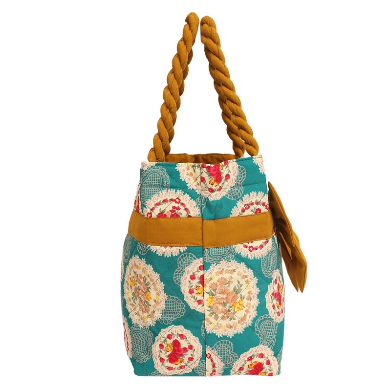 Kuber Industries Bow Design Satin Womens Handbag Green - Image 4