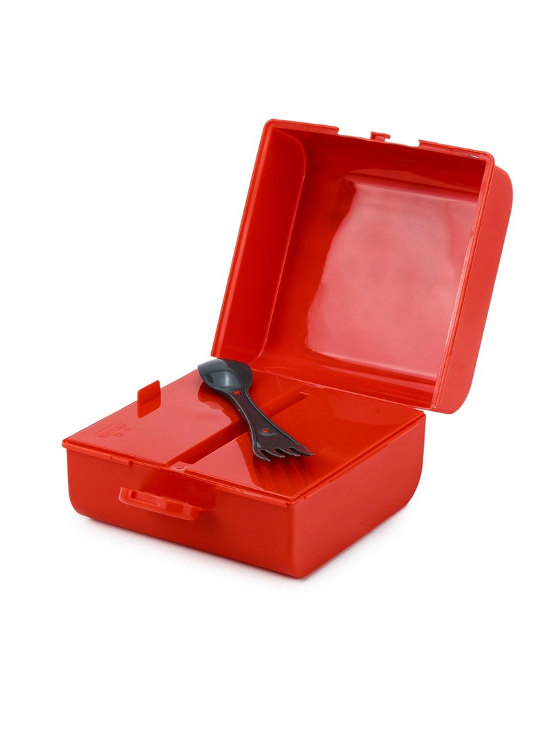 HEREVIN صندوق غداء هيرفين سبيد ريسر مطبوع باللون الأحمر للأطفال - حاوية تخزين طعام من بولي بروبيلين (PP) خالية من BPA مع غطاء قفل بالضغط - Image 2