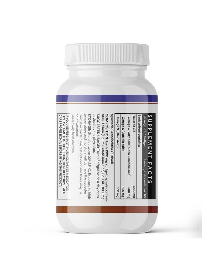INLIFE Flaxseed Oil Capsules 1000mg | Omega 3 6 9 from Extra Virgin Cold Pressed Oil for Heart & Brain Health - 60 Softgels - Image 5