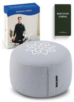 Mindful & Modern Large Meditation Cushion for Zafu Yoga - Meditation Pillow for Sitting on the Floor - Buckwheat Hull Filled Yoga Cushion with Removable, Washable 100% Cotton Cover and Carry Handle
