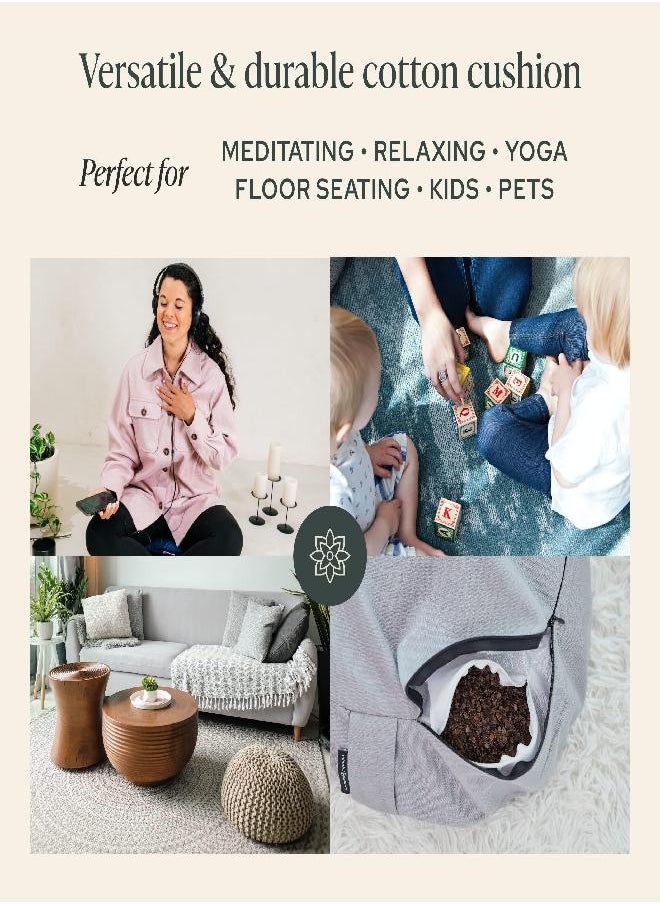 Mindful Modern - Mindful & Modern Large Meditation Cushion for Zafu Yoga - Meditation Pillow for Sitting on the Floor - Buckwheat Hull Filled Yoga Cushion with Removable, Washable 100% Cotton Cover and Carry Handle - Image 1