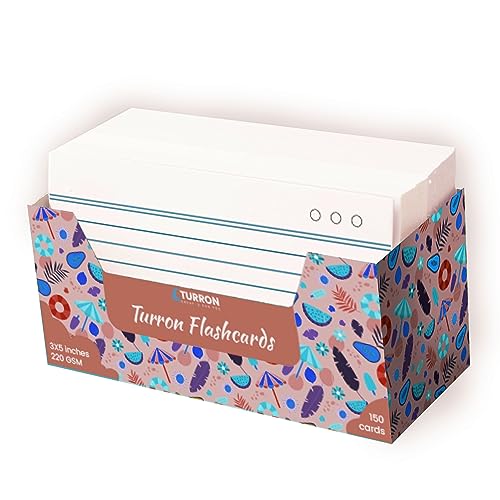 Turron Blank Index Flash Cards (150, White, 3 x 5 Inch, 2-Side Ruled) - Image 1