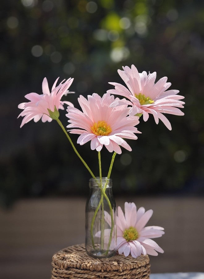 Mybbshower Pink Daisy for Home Decor Events DIY Crepe Paper Flower Bouquet Making Kit Complete Craft Materials for Floral Art 12 Qty - Image 4