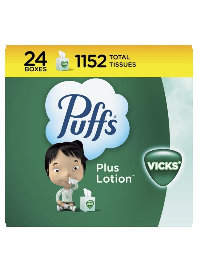 Puffs Plus Lotion with Vicks Facial Tissues, 24 Cubes, 48 Tissues per Box  - Image 1