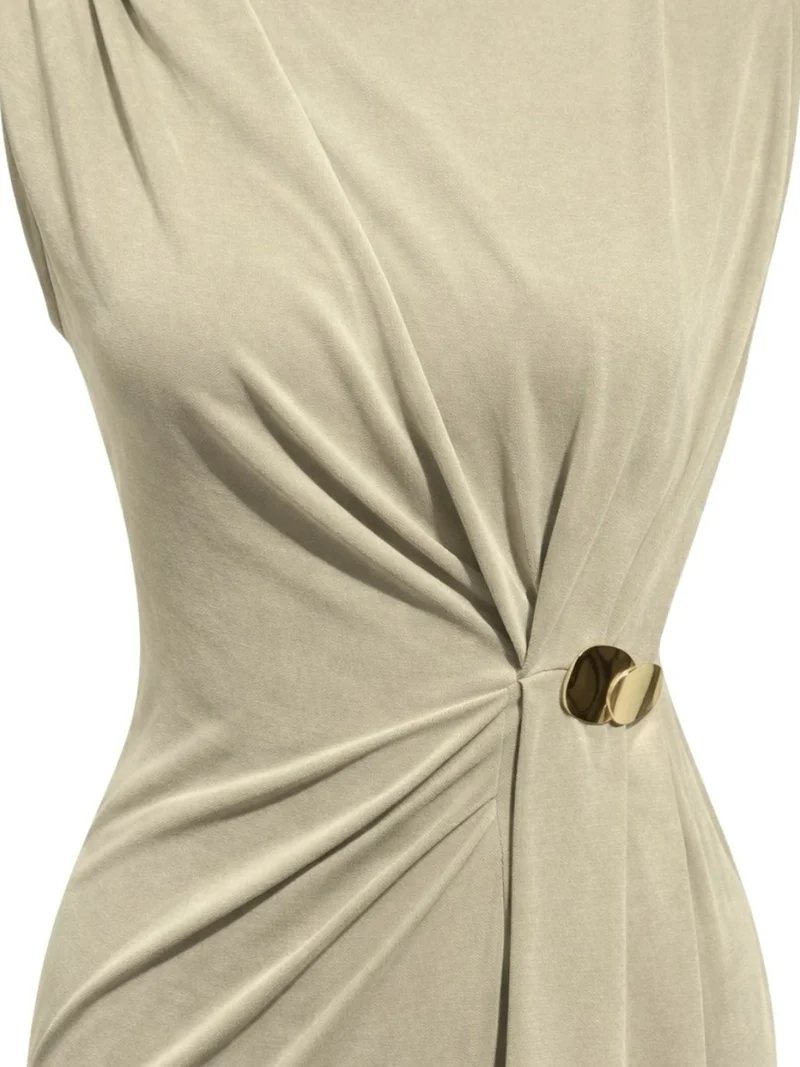 ميكسراي MIXRAY Fitted Midi Dress with Crew Neck