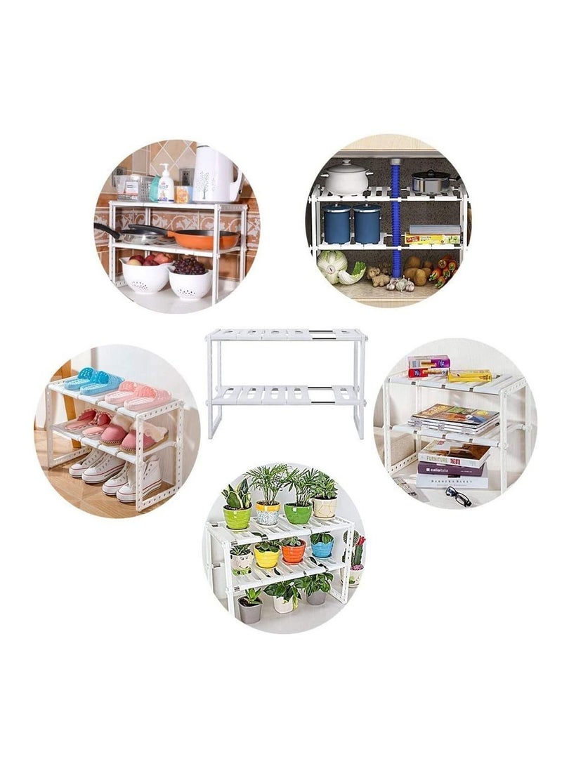 BLOOMING TIME 2 Tiers Pool Space Arrangement Frame Adjustable Family Kitchen Rack  - Image 2