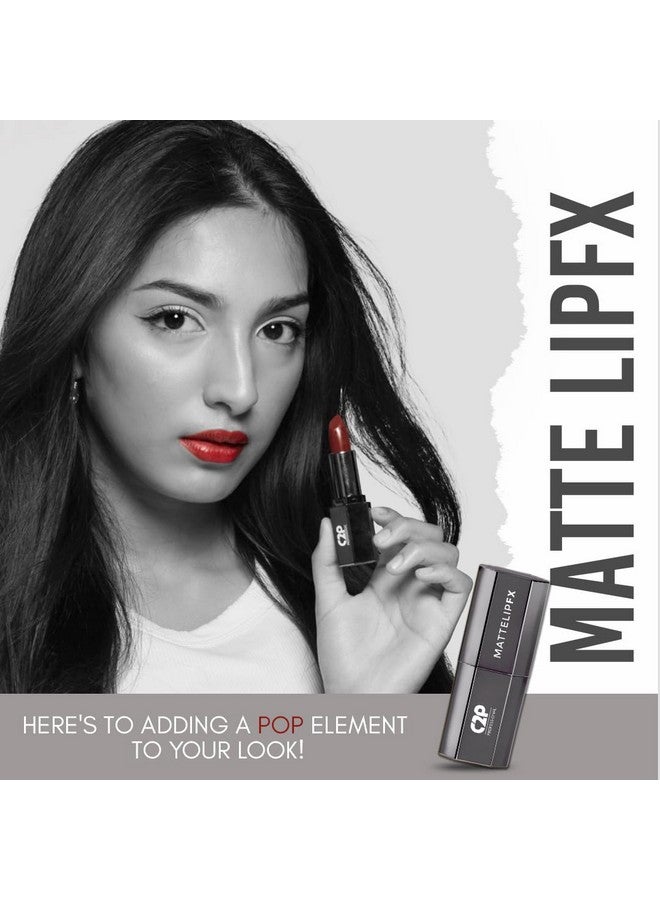 سي2بي بروفيشنال ميكاب أحمر شفاه C2P Pro Matte Lip Fx Creamy Bullet للنساء | يدوم طويلاً | لا يسيل | مقاوم للماء والتلطخ | يحافظ على ترطيب الشفاه بفيتامين E وزبدة الشيا - 3.5 جم، Sunday Mood 25 - Image 3