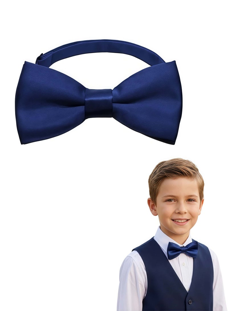 Bow Ties for Boys Pre-tied Boys Kids Toddler Blue Bow Tie Adjustable Solid Color Bowtie for Graduation School Casual - Image 1