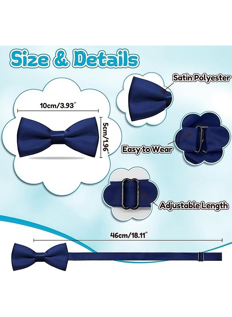 Bow Ties for Boys Pre-tied Boys Kids Toddler Blue Bow Tie Adjustable Solid Color Bowtie for Graduation School Casual - Image 3