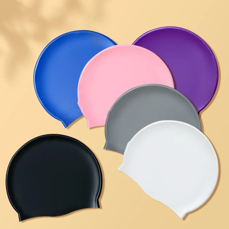 Bluejw Adult Long Hair Waterproof Non Latex Swimming Hat Durable Non-Slip Pool Cap Elastic Silicone Swim Caps - Image 3