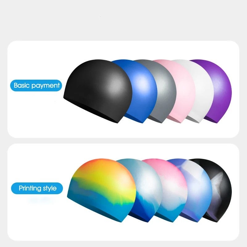 Bluejw Adult Long Hair Waterproof Non Latex Swimming Hat Durable Non-Slip Pool Cap Elastic Silicone Swim Caps - Image 5