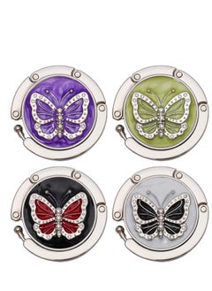 Generic Handbag Hanger, Set of 4 Foldable Purse Hooks for Table Womens Bag Holder Hook Table Mixed Color,Butterfly Shape  - Image 1