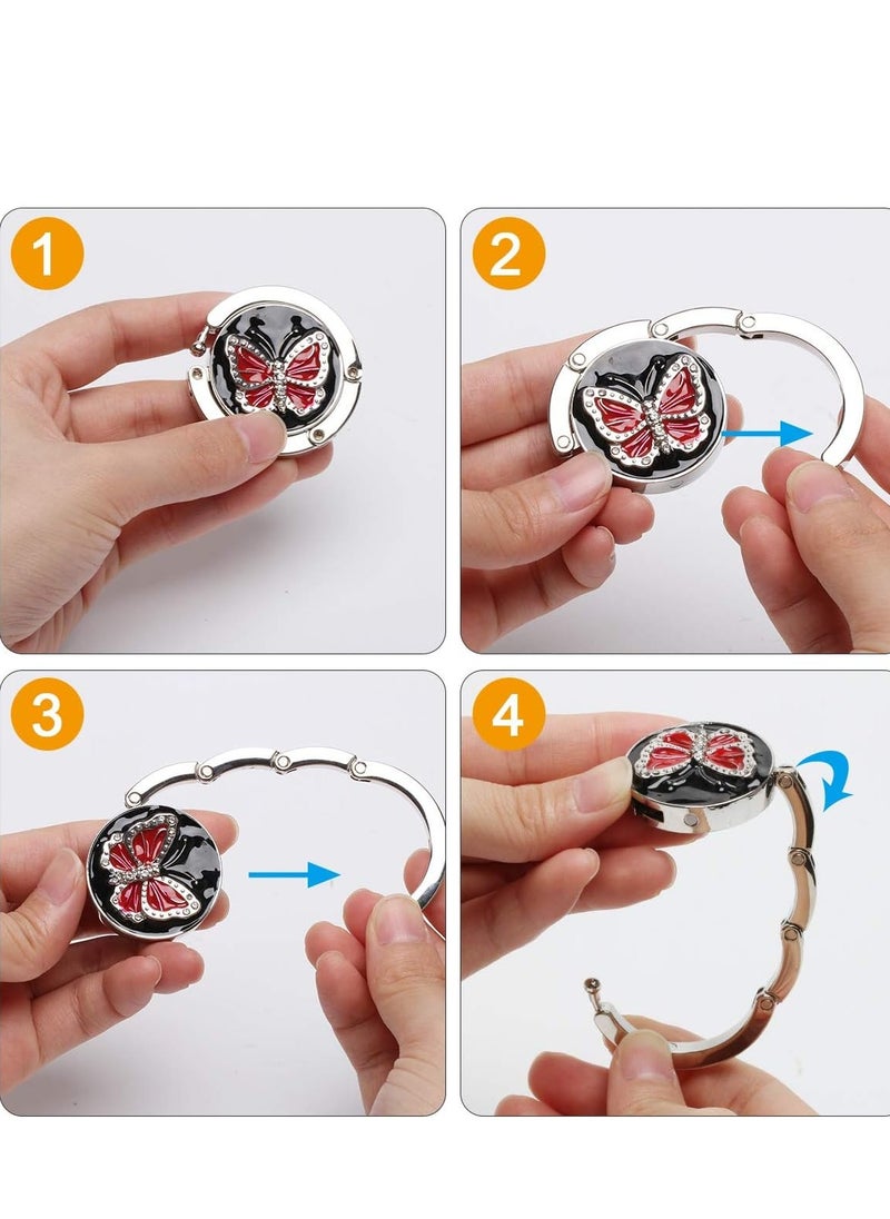 Generic - Handbag Hanger, Set of 4 Foldable Purse Hooks for Table Womens Bag Holder Hook Table Mixed Color,Butterfly Shape - Image 1