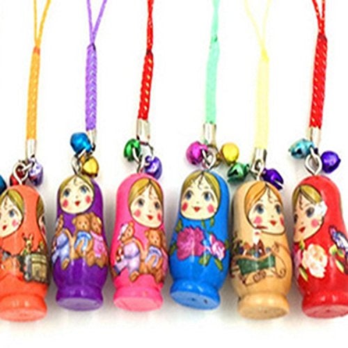 Hotusi Set of 12 Fashion Jewelry Drip Charm Key Chains Wooden Nesting Dolls with Key Rings Keychains Decorative Gifts - Image 3