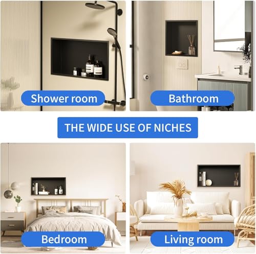 LIVIGLOW 304 Stainless Steel Recessed Shower Niche Double Shelves 24" X 12" No Tile Needed, Waterproof Rustproof Bathroom Wall Niche, for Shower Wall & Bathroom Storage and Space Saving - Image 5