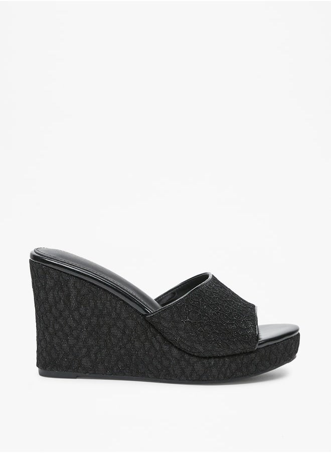 Flora Bella - Women's Textured Slip-On Sandals with Wedge Heels - Image 1
